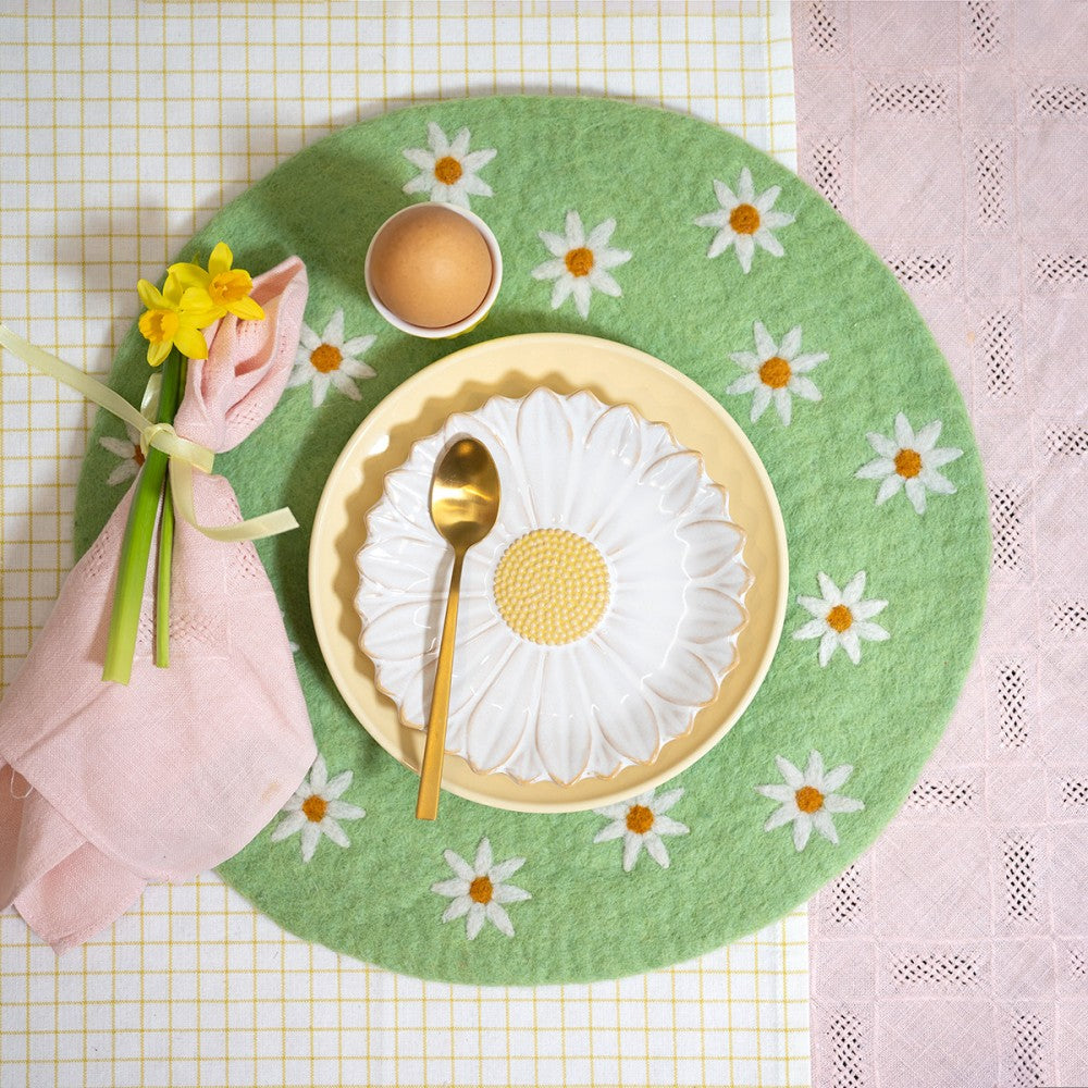 Onderzetter 35 cm margrietjes groen