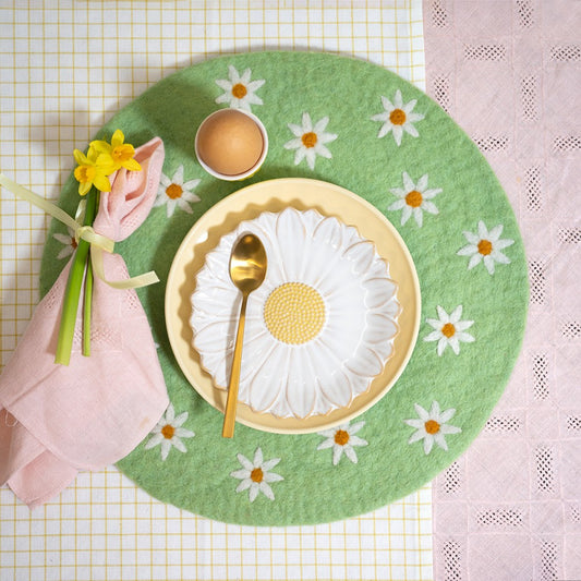 Onderzetter 35 cm margrietjes groen