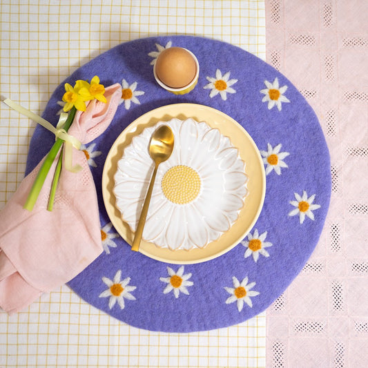 Onderzetter 35 cm margrietjes lila