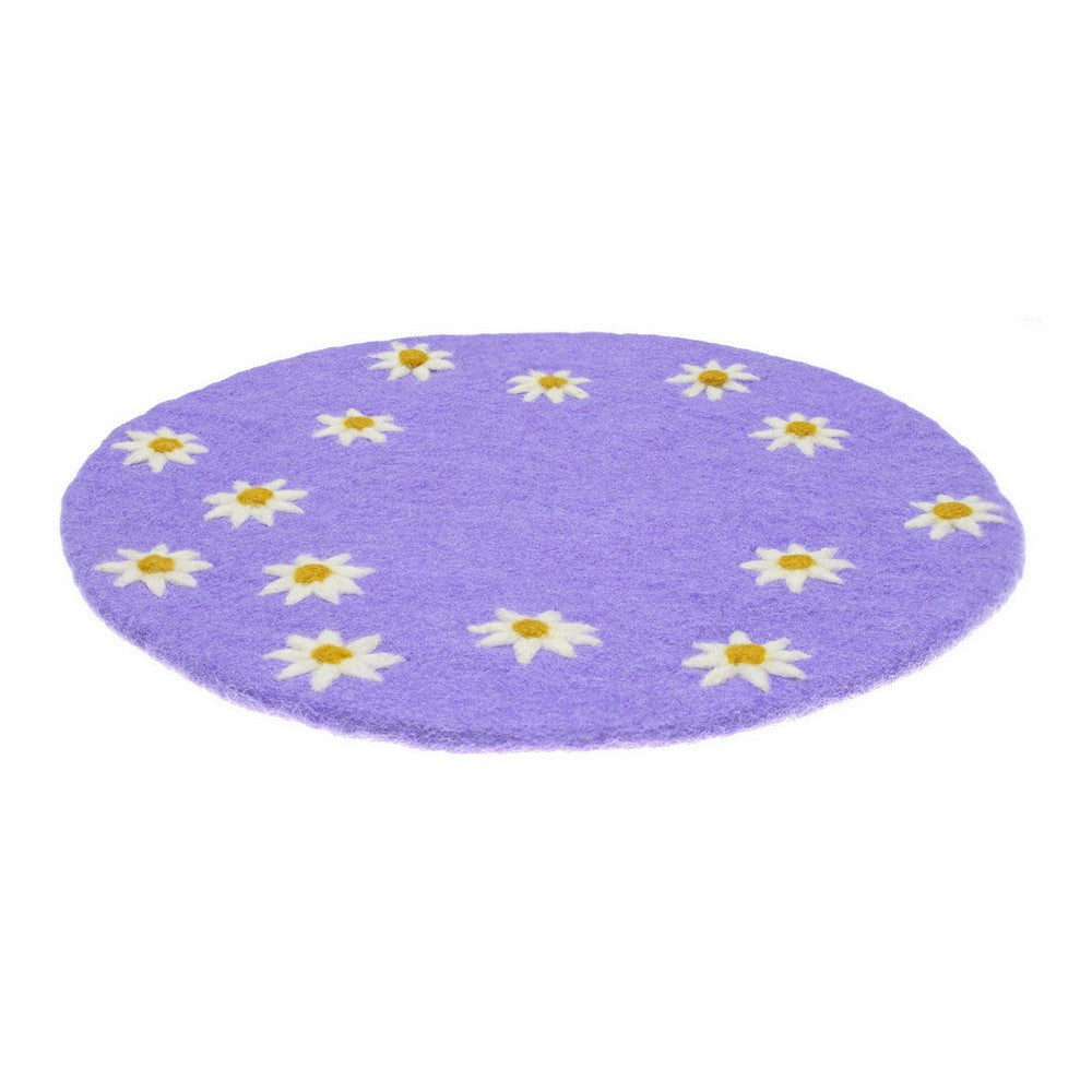 Onderzetter 35 cm margrietjes lila