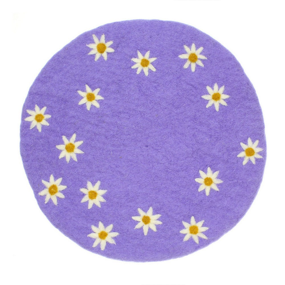 Onderzetter 35 cm margrietjes lila