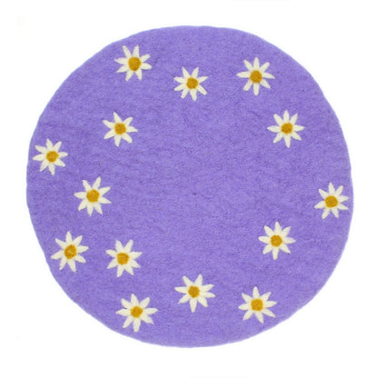 Onderzetter 35 cm margrietjes lila