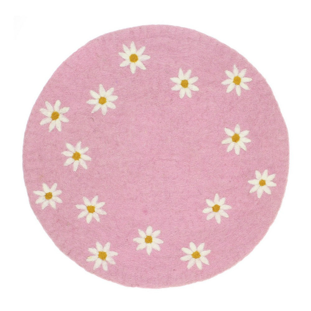 Onderzetter 35 cm margrietjes roze