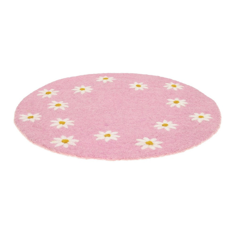 Onderzetter 35 cm margrietjes roze