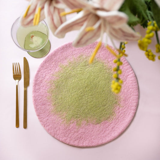Onderzetter 35 cm roze groen