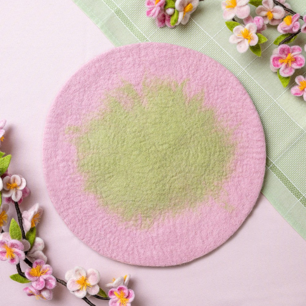 Onderzetter 35 cm roze groen