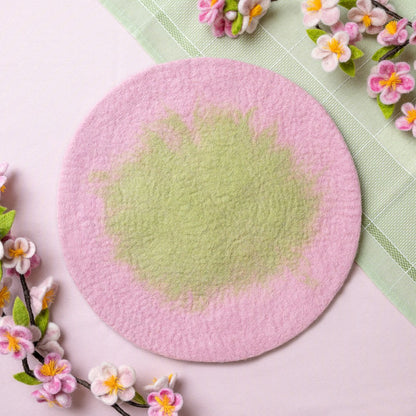 Onderzetter 35 cm roze groen