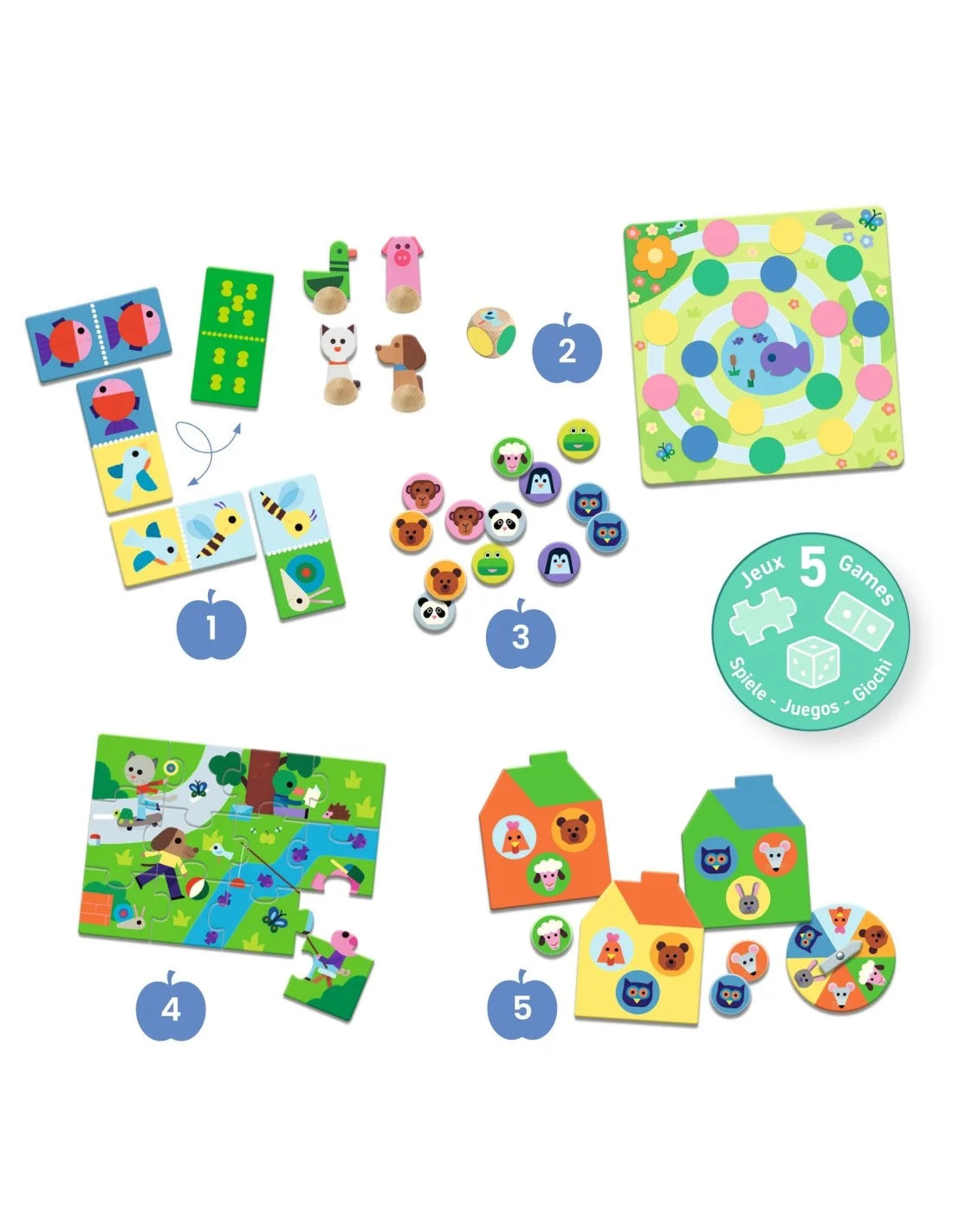 Djeco 5 spellen op de boerderij