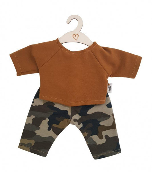 Kledingset poppenbroek en -shirt camouflage