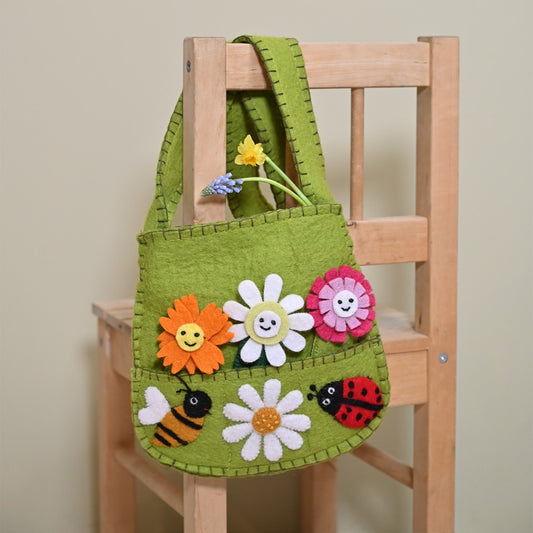 Tasje vingerpopjes insecten en bloemen