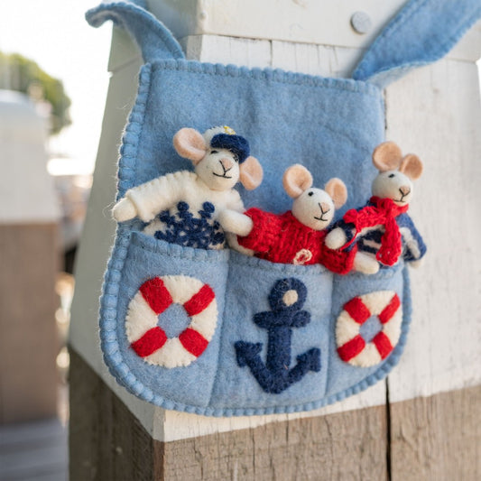 Tasje vingerpopjes muis nautisch
