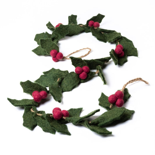 Decoratie viltslinger holly berry