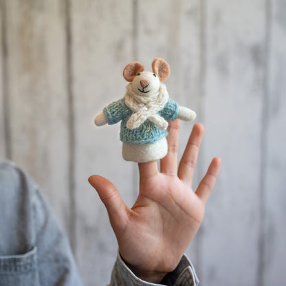 Vingerpopje muis ijsblauw