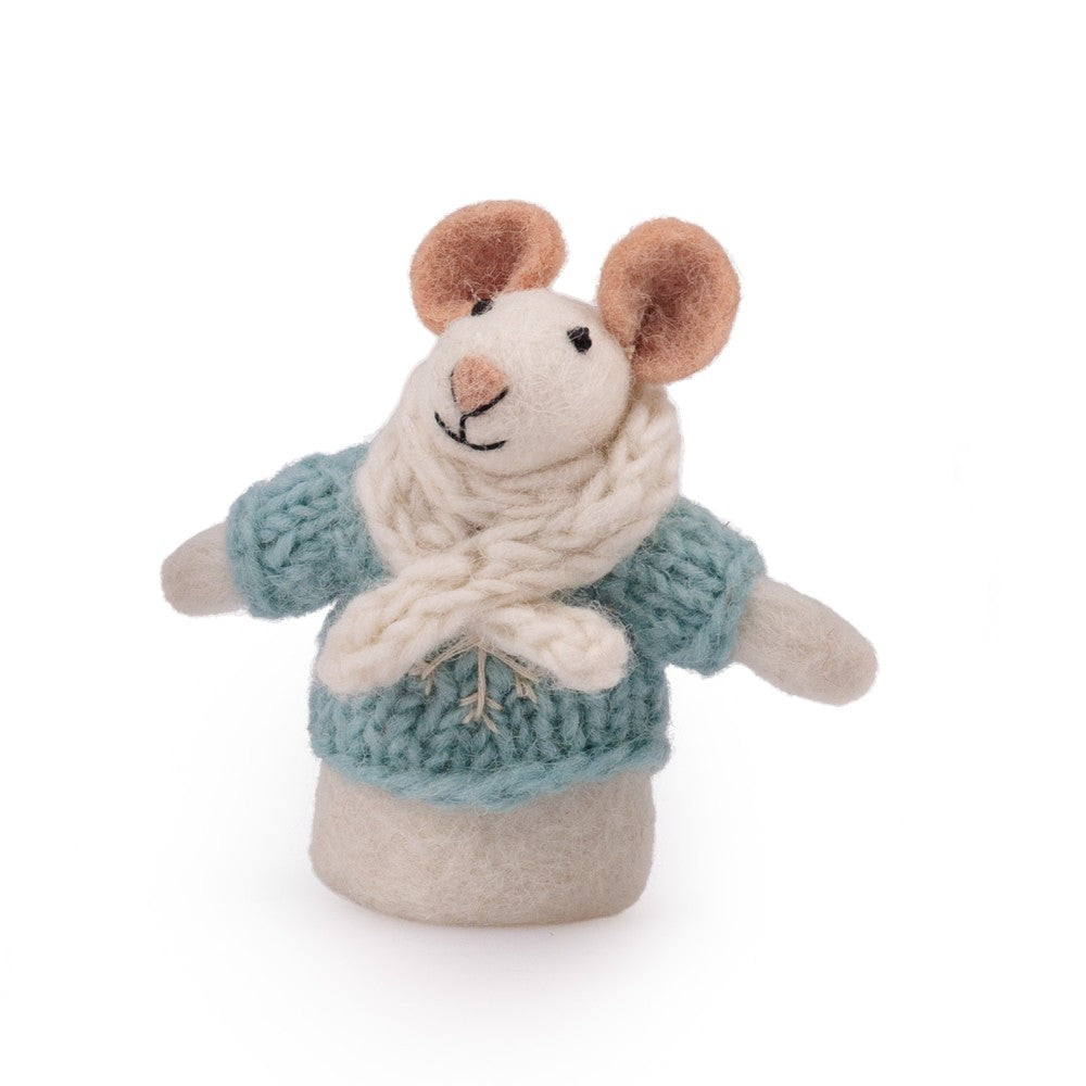 Vingerpopje muis ijsblauw