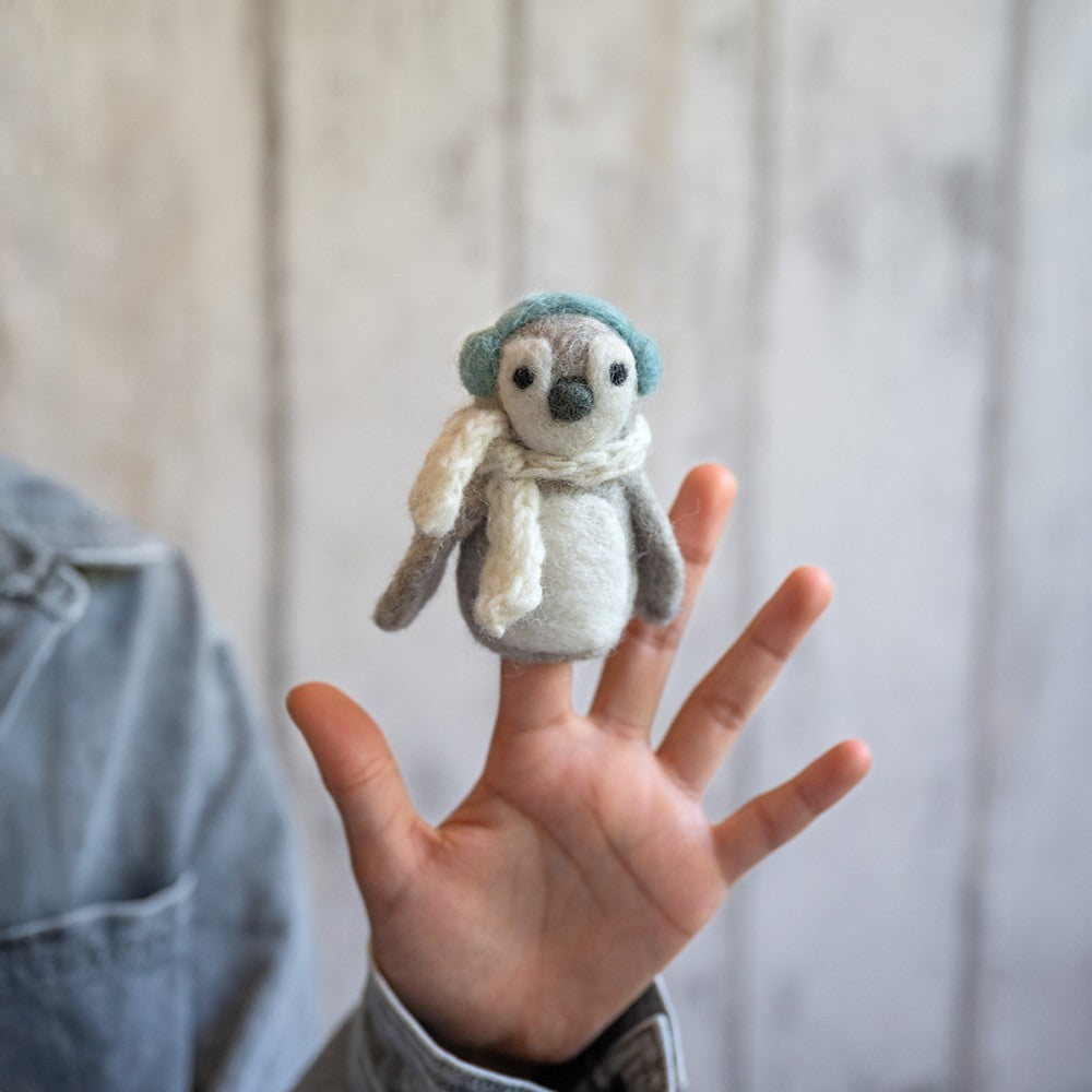 Vingerpopje pinguin ijsblauw