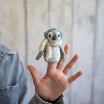 Vingerpopje pinguin ijsblauw