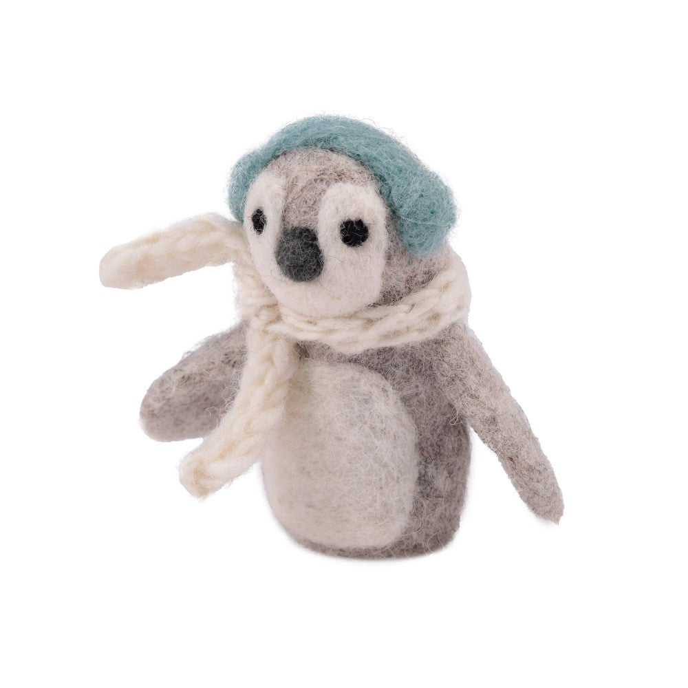 Vingerpopje pinguin ijsblauw