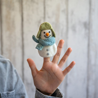 Vingerpopje sneeuwpop ijsblauw