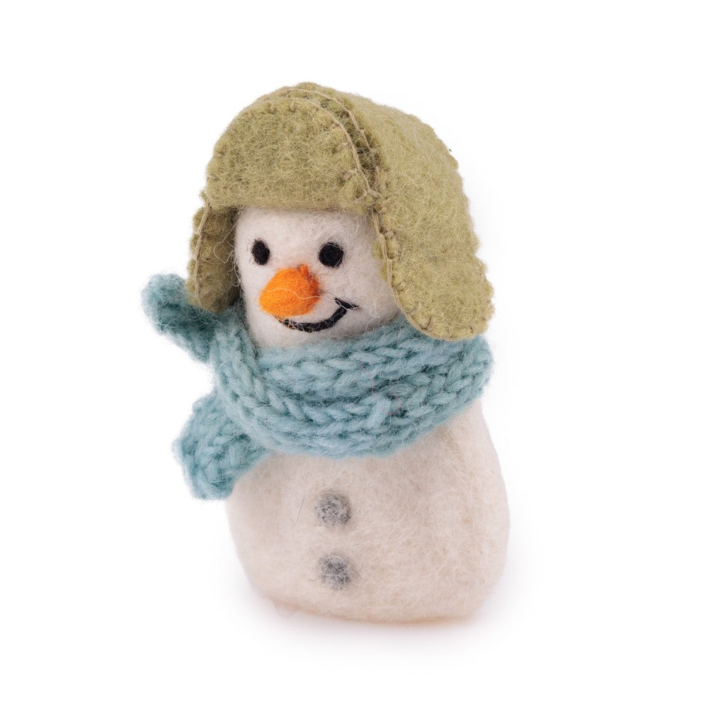 Vingerpopje sneeuwpop ijsblauw