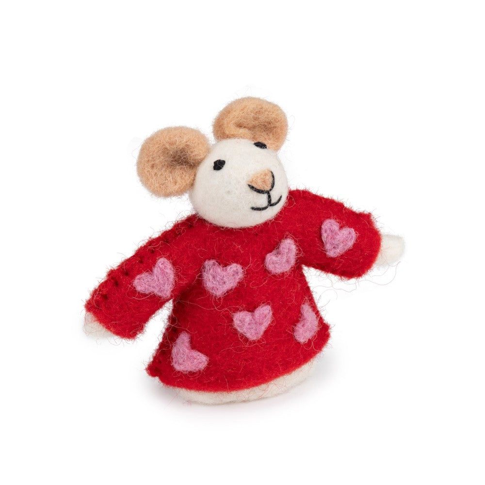 Vingerpopje muis sweetheart rood
