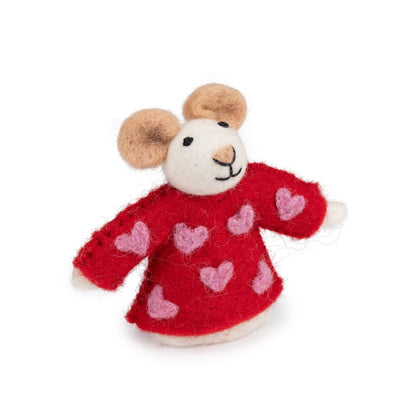 Vingerpopje muis sweetheart rood