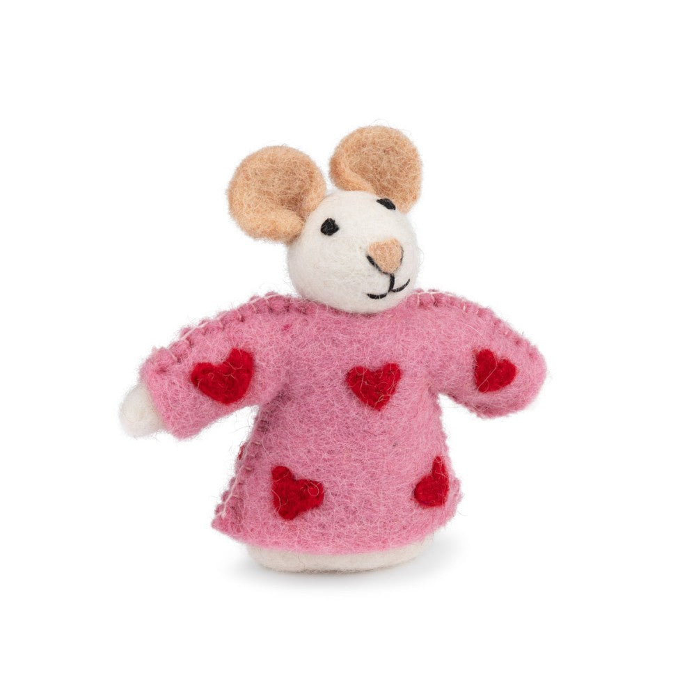 Vingerpopje muis sweetheart roze